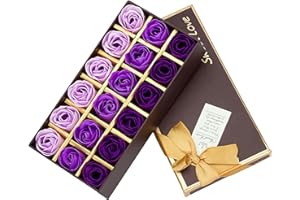 Gearmax 18pcs Aroma de Rosa Baño Jabón Rose Flor en Caja de Regalo Color del Gradiente Fascinante Ramo de Rosas (Púrpura)