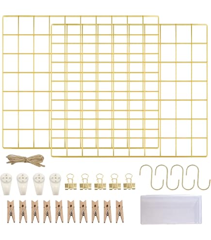 Confezione Da 2 Pannelli A Griglia Da Parete In Filo Metallico, Pannelli Magnetici E Neri, Organizer In Rete E Cornice, Decorazione Per Casa, Ufficio E Cucina, Bacheca In Filo Metallico - 3
