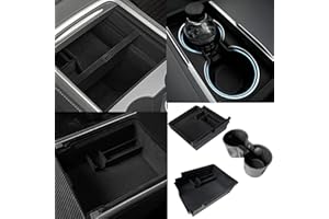 TOPABYTE 3PCS Center Console Organizer for Tesla Model Y 2021-2024 and Model 3 2021-2023 Console Organizer Tray +Armrest Storage Box + Silicone Cup Holder Insert