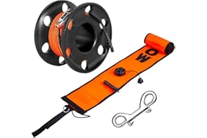 Pluzluce 5FT/6FT Diving Surface Marker Buoy (SMB), Signal Tube Safety Sausage with 100FT Aluminum Big Finger Spool Reel and Double Ended Hook Clip for Underwater Scuba Diving Snorkeling