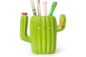 Legami Desk Friends - Portalápices de cerámica, 12,5 x 7,5 cm, diseño de cactus, para escritorio, pintado a mano