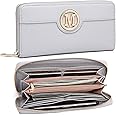 Miss Lulu Purses for Women Long Wallet Ladies Zipper Pocket Multiple Card Slots PU Leather with Metal Buckle