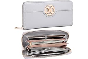Miss Lulu Purses for Women Long Wallet Ladies Zipper Pocket Multiple Card Slots PU Leather with Metal Buckle