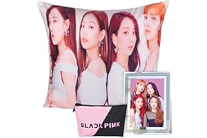 RUNUP Zestaw upominkowy bp dla fanów, 1 kosmetyczka BP/1 ramka na zdjęcia z kryształu/1 poszewka na poduszkę, Kpop BP dla dziewczęcych fanów