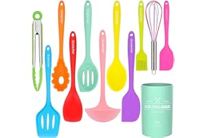 12 PCS Silicone Kitchen Cooking Utensil Set, Heat Resistan BPA-Free Kitchen Utensils, Umite Chef Nonstick Cookware with Spatula, Colorful Kitchen Tool Gadget with Crock, Kitchen Tool Gift (Multicolor)
