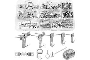 POXIAOER Haczyki do zdjęć, zestaw 220 szt. zestaw do zawieszania obrazów żelazny metal wytrzymałe wieszaki na zdjęcia drewniane ściany płyty gipsowo-kartonowe ramki na zdjęcia zestaw haczyków z gwoździami,