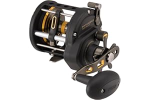 PENN Fathom® II Level Wind | Saltwater Multiplier Fishing Reel for Sea, Shore, Kayak & Lake Anglers | Conventional Reel with HT-100 Drag, Full Metal Body, Line Counter & Size Options | Black Gold