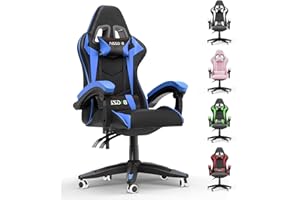 Racingreat Gaming Chair,Ergonomic Gaming Chair for Adults, Height Adjustable Reclining Video Game Chair Comfortable with Headrest and Lumbar Support (Without Footrest, Blue)