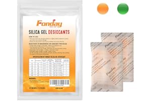 20Gram x 15Packet Rechargeable Silica Gel Desiccant Packets Fonday Food Grade Fast Reactivate Desiccant Bags Moisture Indicating Orange to Green for Jewelry Tools food medication