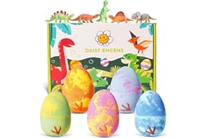 GENERIC Dino Egg Kids Bath Bombs with Surprise Toys Inside, Large Bath Bombs,Handmade Bath Fizzies with Natural Essential Oils, Dinosaur Toys, Cards, Birthday Gift,5 Pack