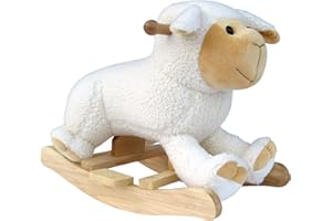 WAGNER·STOFFTIERE Wagner 9510 - Schaukeltier Schaf aus Holz und Plüsch für Kinder und Babys Schaukelpferd Schaukel-Schäfchen Lamm