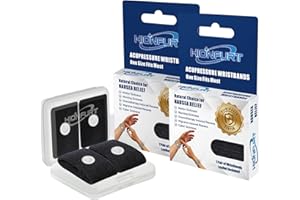 HIONFURT Bracelets d'acupression - 2 paires Noir, Noir