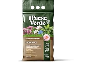 Il Paese Verde Iron Max - Solfato Di Ferro Granulare Antimuschio Per Prato E Rinverdente Per Piante Con Azione Acidificante Terreno, Concime Prato Granulare Ricco Di Ferro, Magnesio E Zolfo - 5KG