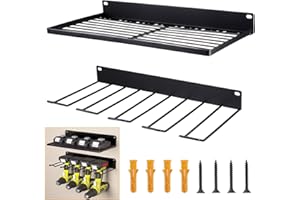 KEESIN Soporte de pared de almacenamiento de herramientas, organizador de herramientas eléctricas, 5 ranuras, estante de pared para herramientas de metal para guardar equipos de taller (negro)