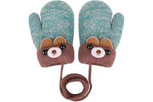 AFINDER Moufles Bébé Thermique Gants Hiver Automne Epais Mitaines Tricoté Crochet Chaud Douce Gants Plein-Doigts Motif Cartoon Mignon Gloves Ski Snowboard Camping Vélo pour Enfants Garçons Filles 0-3 Ans