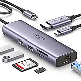 UGREEN USB C Hub LAN HDMI with 4K@60Hz HDR USB C Ethernet Dock with HDMI, RJ45, 100W PD, SD/MicroSD, 2 USB 3.0 Compatible wit