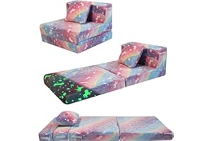 ‎MEMORECOOL MeMoreCool Spielsofa Kindersofa, Glow-Kinder Sofa, Kinder-Klappsofa, Flip-Sofa Kindercouch, Z-Bett, kindersofa ausklappbar, Bodenbett, Klappcouch für Spielzimmer, Einhorn