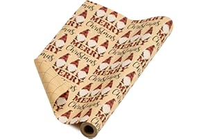 RUSPEPA Rotolo Di Carta Da Regalo Natalizia Kraft - Motivo Gnomo Scozzese Rosso E Nero Per Carta Da Regalo Natalizia - 43 cm X 10 m