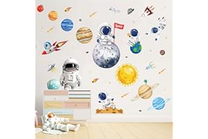 wondever Kosmos astronauta naklejki ścienne planety Układ Słoneczny odklej i naklej naklejki ścienne do przedszkola dzieci sypialnia pokój zabaw