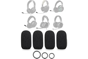 Voarmaks Paquete de 4 fundas de espuma para micrófono compatibles con Corsair HS70 Pro, auriculares Void Elite, micrófono Virtuoso XT, auriculares inalámbricos HS60s + 12 juntas tóricas en 3 tamaños