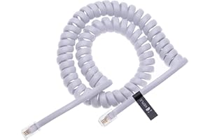 Keple RJ10 Teléfono Cable Plomo Rizado Espiral en Espiral del Auricular 2 Meter Compatible con Teléfonos Fijos Cisco, NEC, ROLM, ITT, TI (Blanco)