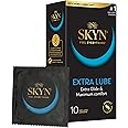 SKYN Extra Lube Condoms (10-Pack) SKYNFEEL Latex Free Condoms for Men, Regular Size, Extra Lubricated, Thin, Smooth Straight Shape, Lubricated, 53mm Wide