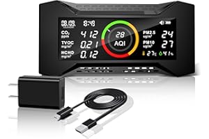 Therm La Mode Luftqualität Messgerät, CO2 Messgerät raumluft mit TVOC PM2.5 PM10 AQI HCHO Temp. Feuchtigkeit AQI, Luftgütemonitor & Luftqualitäts detektor mit NDIR-Sensor Kohlendioxidmonitor
