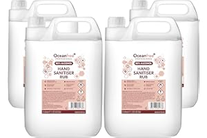 OCEAN FREE 80% Alcohol Hand Sanitiser Liquid Rub - 4x 5L Litre - Kills 99% Bacteria, Germs - Sanitizer (Pack of 4)