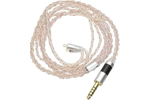 PATIKIL IEM 1,2 m lång hörlurskabel, 28 AWG 4 kärnor HiFi-kabel med hög renhet silverfärgade förlängningstrådar för Ananda Arya HE400SE ersättning, rosa (4,4 mm, 2 stift)