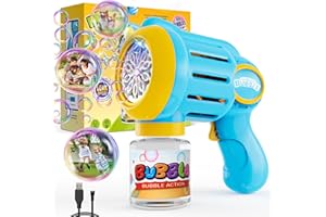 Panamalar Pistola a Bolle per Bambini, Macchina Automatica per Bolle di Sapone 10000+ Bolle/Min, Portatile Soffiatore di Bolle con Batteria Ricaricabile/90ml Soluzione per Matrimonio Festa All'aperto