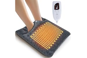 Ninonly 40x40 Chauffe-Pieds Electrique avec 6 Niveaux de Température 4 Minuteri Arrêt Automatique Chauffage des Pieds Électrique Lavable en Machine pour Femmes Hommes