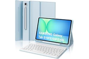 JADEMALL Keyboard Case for Samsung Galaxy Tab S10 Lite S10 FE 2025/S9 FE 2023 10.9 Inch, UK Layout Detachable Wireless Bluetooth Keyboard with Stand Cover for Samsung Galaxy Tab S9 11 Inch 2023, Sky Blue