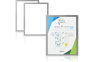 Robin Goods® 3x - marco de información A4 - portadocumentos - autoadhesivo con cierre magnético (03 piezas - color plata)