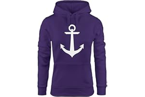 MoonWorks moderner Damen Hoodie mit Anker Motiv, Anchor Sweatshirt mit Kapuze, Kapuzenpullover mit sehr weiche Qualität