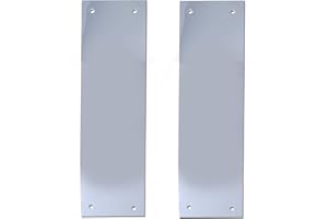 White Hinge Limited 2X Large Polished Chrome Finger Plates - Plain Silver Push Panels 75x300mm