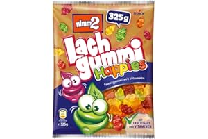 ‎NIMM2 LACHGUMMI nimm2 Lachgummi Happies – 1 x 325g – Fruchtgummi mit Fruchtsaft und Vitaminen