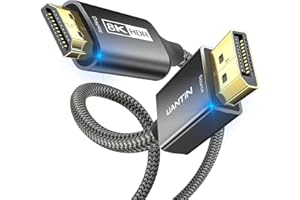 UANTIN DisplayPort 1.4 to HDMI 2.1 Cable 1.8M | 8K@60Hz,4K@144Hz,2K@165Hz DP to HDMI Uni-Directional Braided Cord Support HDCP 2.3/HDR 10/DSC 1.2 Display Port Cable for HP,Lenovo,Dell,AMD,NVIDIA