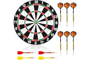 DAWRIS Profesjonalny zestaw tarczy do darta 30 x 30 cm z 10 rzutek – stal dart sizalowa z korkiem – klasyczna gra w darta