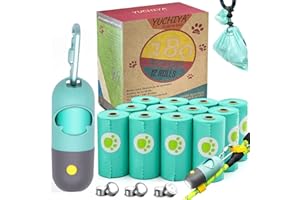 YUCHIYA Dog Poo Pickup Taschen Halter mit LED Taschenlampe| Pet Waste Bags Spender mit Bleileinenclip| Hundekot Müllsäcke Träger mit KarabinerVerschluss Elastisches Seil LR44 Knopfzellen