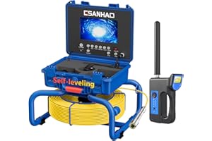 ESANHAO Telecamera Ispezione Tubi 30 Metri con Ricevitore 7" DVR Telecamera Endoscopica del Tubo Scarico Fognario Conduttura Industriale IP68 Impermeabile Autolivellante con Contatore di Distanza