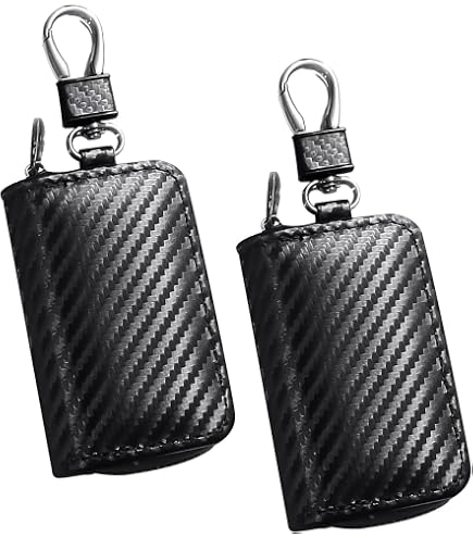 Alnicov Custodia Antifurto RFID Per Chiavi Auto - 2 Pezzi - Borsa Schermante Segnale Per Blocco Keyless - Gancio In Zinco E Catenella - Taglia L 19,7x10cm - 4