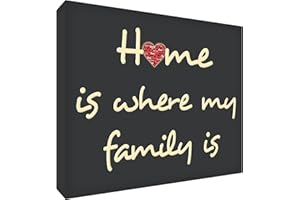 Feel Good Art Gallery - Tela con pannello frontale massiccio (40 x 30 x 4 cm, media, nero, Home is where my Family)