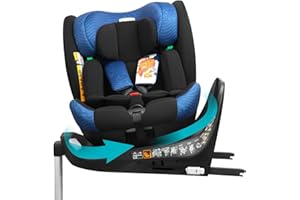 GLOBALKIDS globakids Isize 360 Swivel Baby Car Seat with ISOFIX, Group 0+1/2/3 (0-36 kg), Approx. 0-12 Years ECE R129 40cm-150cm (Black Blue))