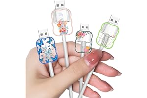 DIYGODY Protector de Cables con un Bonito Diseño de Flores para el Cargador del Samsung & Android, Lindo Ahorrador de Cable Cargador USB para Líneas de Datos de Móviles [4 Piezas]