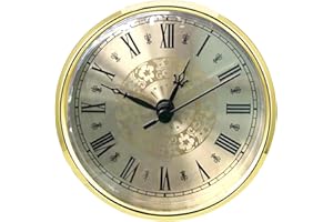 HILLHOME Mini Clock Insert 4.3 Inch(110 mm) Round Quartz Clock Fit-up Movement Miniature Clock Gold Dial Gold Tone Bezel Roman Numerals, Fit 3.7 Inch (94 mm) Diameter Hole