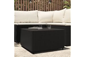 Festnight Mesa de Centro jardín Cuadrada, Mesita de Jardin, Mesa para Terraza, Balcón y Patio,Mesa de Centro Exterior Patio Balcón Negro