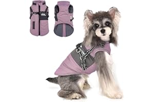 Lairle Waterproof Winter Dog Coat with Built-In Reflective Adjustable Harness - 2 in 1 Jacket for Small, Medium, Large Dogs (8 Colors)