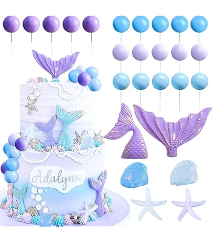 Set Di Decorazioni Per Torta A Tema Sirena: Topper Glitterati Con Sirena, Conchiglie E Stelle Marine Per Compleanno E Feste A Tema