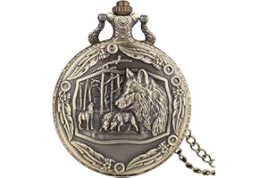 COKINKIDS Big Wolf - Reloj de bolsillo para hombre, diseño de lobo, cuarzo, ideal como regalo para hombres