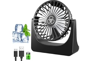 PALATALA Ventilatore da Tavolo, Mini Ventilatore USB con 3000mAh Batteria Ricaricabile, 360° Regolabile, 3 Velocità Ventilatore Portatile & Silenzioso, Compatto per Ufficio/Scrivania/Casa/Viaggi